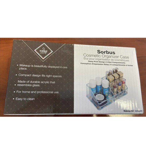 NEW Sorbus Mini Beauty Cosmetic Organizer Case 9 Compartments Acrylic Fabfitfun - Picture 3 of 3